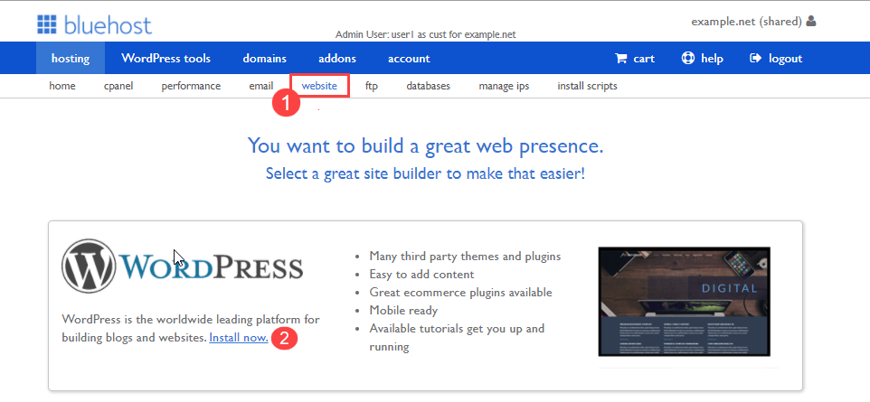 How to Install WordPress on Bluehost
